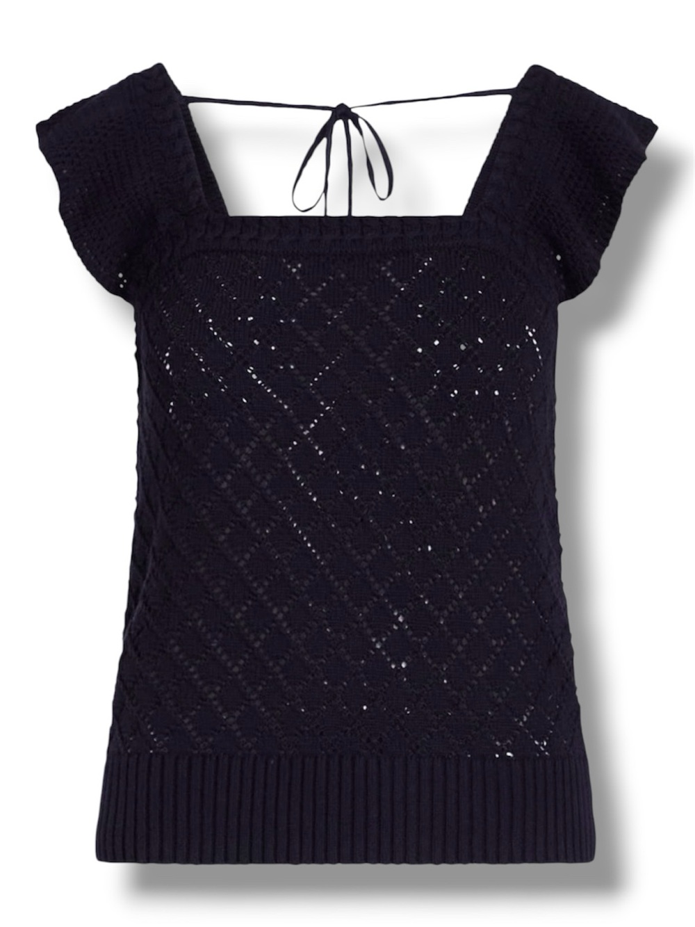 Women's Square Neck Knitted Blouse with Flutter Sleeves - Size XL - NWT